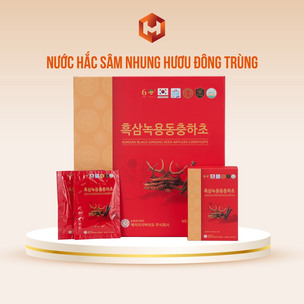 Nước Hắc Sâm Nhung Hươu Đông Trùng 50ml X 30 Gói