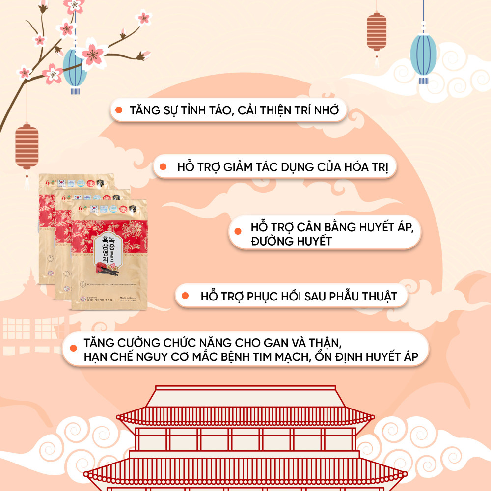 Nước Hắc Sâm Linh Chi Nhung Hươu 50ml X 30 Gói